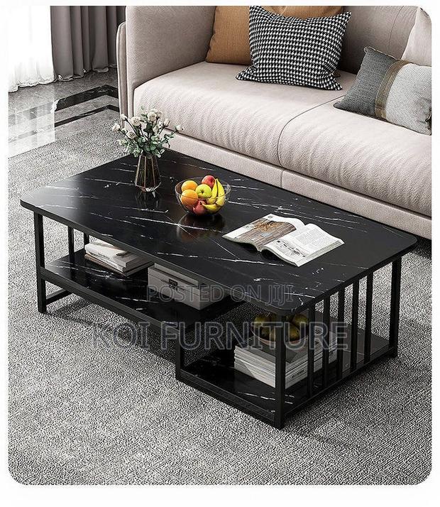 Coffee Table; Marble Home Living Room Table With Smooth Surface - thumbnail 8