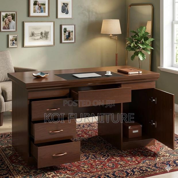 Office Desk; 1.4 Meters Mahogany Study Office Desk - thumbnail 8