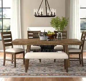 Dining Chair: Tufted Dining Chair With Ladder Back and Cushioned Seat