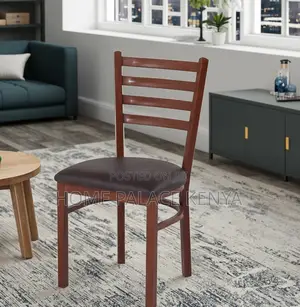 Dining Chair: Tufted Dining Chair With Ladder Back and Cushioned Seat