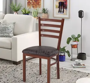 Dining Chair: Tufted Dining Chair With Ladder Back and Cushioned Seat