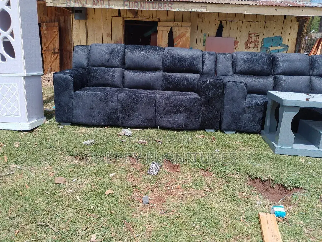 Black 4 Seater Sofa Set