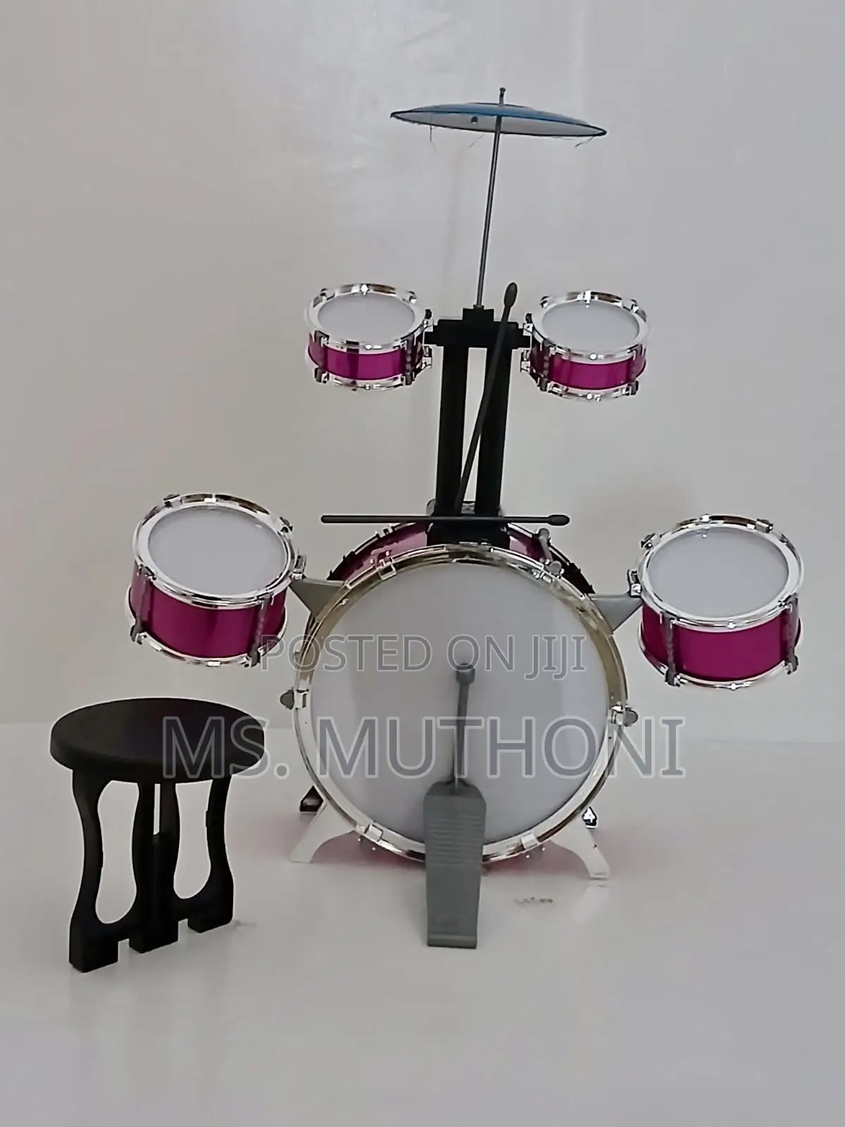 5 Piece Pink Kids Jazz Drum Set