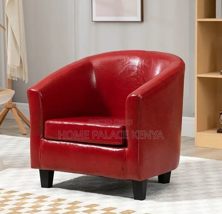 Accent Chair: Leather Leisure Lounge Chair With High-Density Foam