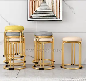 Vanity Stool: Gold Velvet Stool With Steel Reinforced Metal Legs