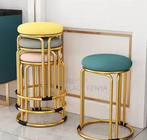 Vanity Stool: Gold Velvet Stool With Steel Reinforced Metal Legs