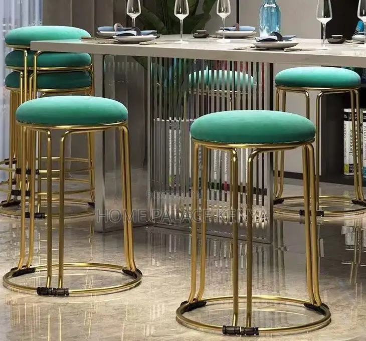 Vanity Stool: Gold Velvet Stool With Steel Reinforced Metal Legs