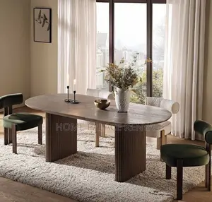 Dining Table: Oval Solid Wood Dining Table With Roman Pillar Base
