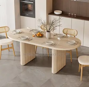 Dining Table: Oval Solid Wood Dining Table With Roman Pillar Base