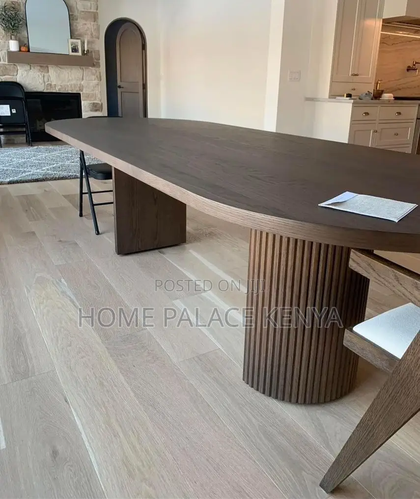 Dining Table: Oval Solid Wood Dining Table With Roman Pillar Base