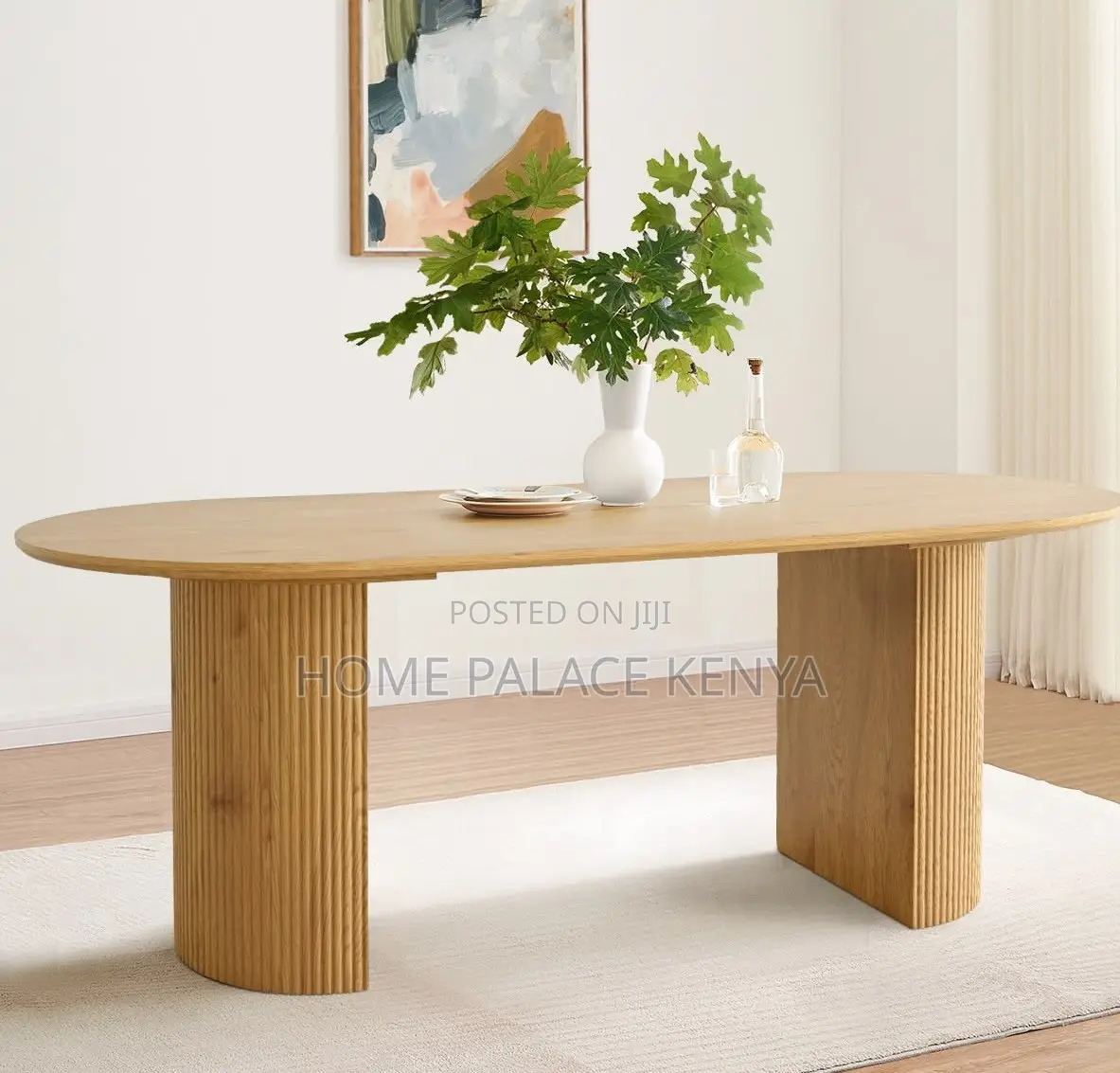 Dining Table: Oval Solid Wood Dining Table With Roman Pillar Base