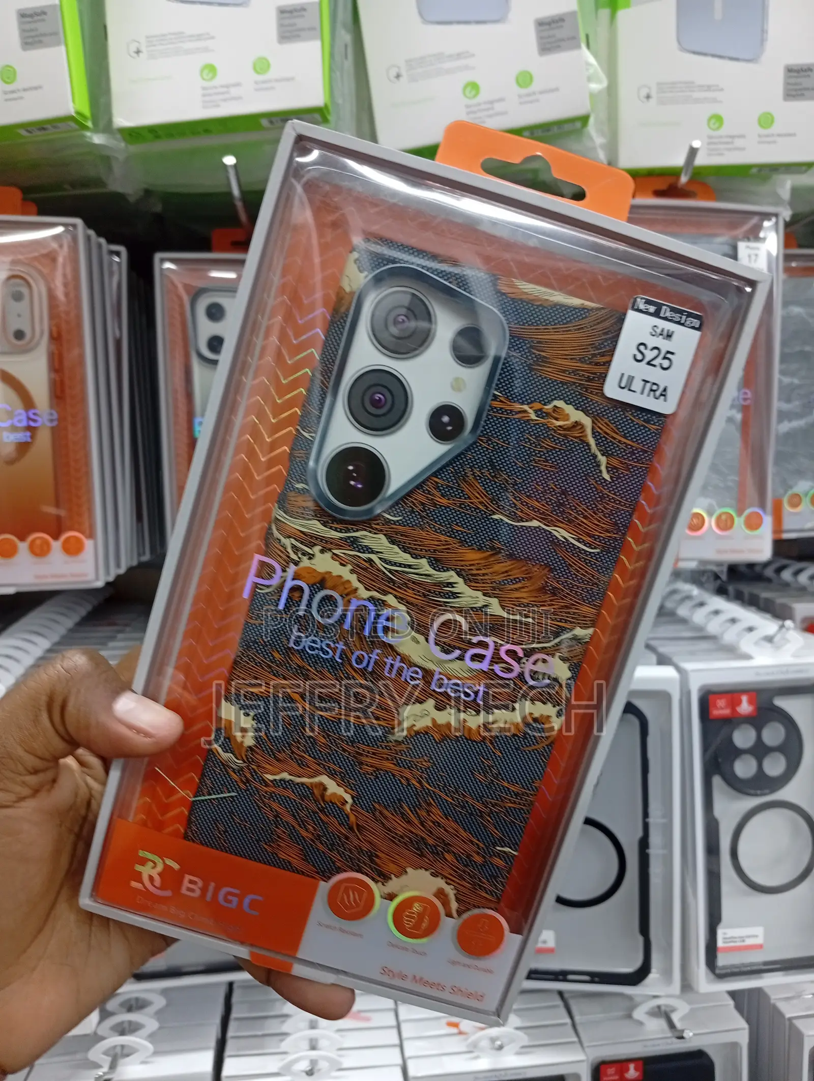 Sgalaxy S25 Ultra Pattern of Orange, Brown, and Black Waves Case