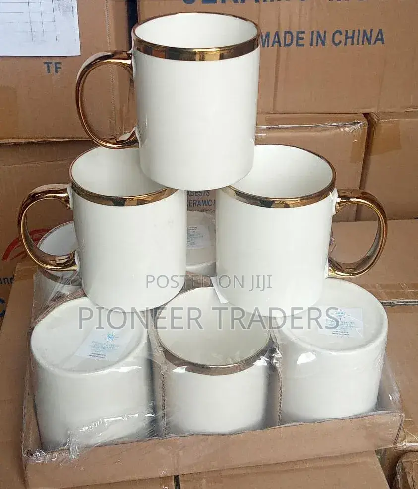 Gold Rimmed Ceramic Mugs