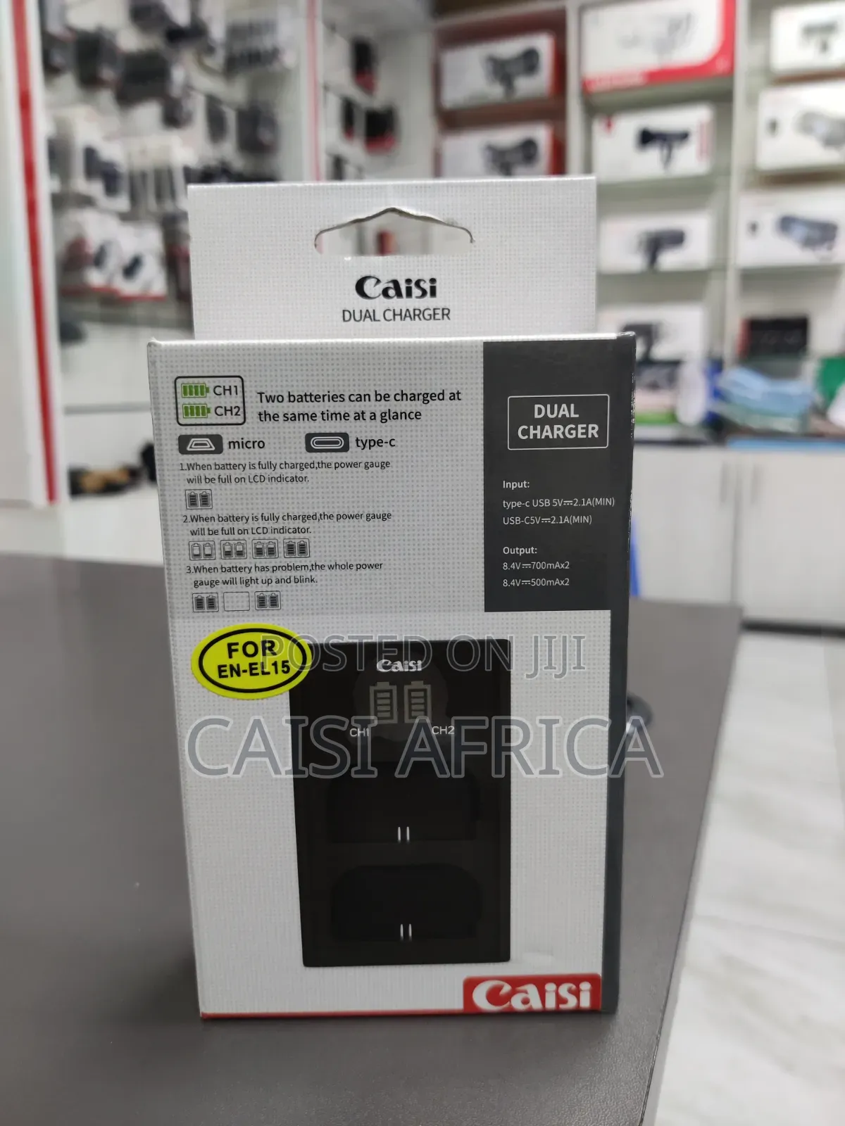 Caisi en-El15c Type-C 2 Batteries Charger for Nikon Cameras
