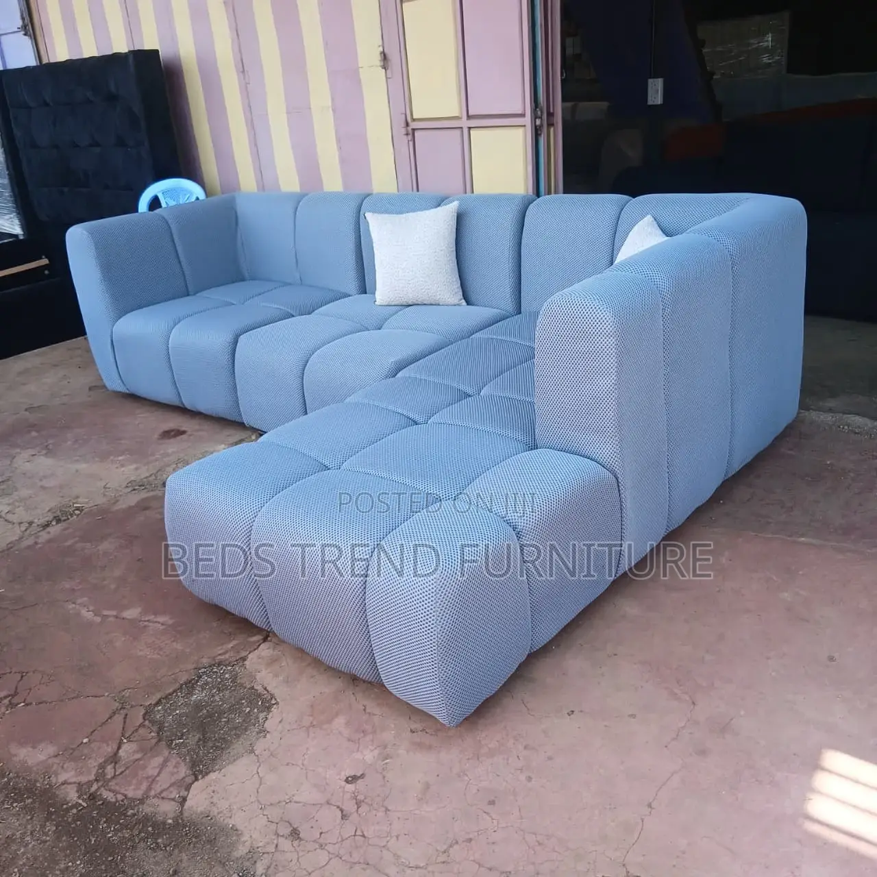 L Seat Light Blue 6-Seater Sofa