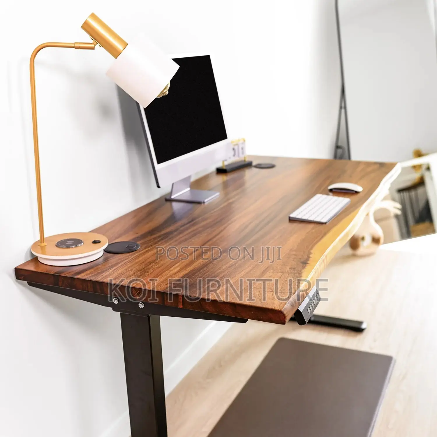 Office Desk; 1200mm Electric Standing Wood Edge Desk