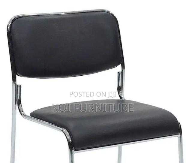 Office Chairs; Stackable Visitors Leather Chrome Chairs - thumbnail 2