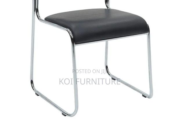 Office Chairs; Stackable Visitors Leather Chrome Chairs - thumbnail 3