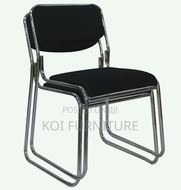 Office Chairs; Stackable Visitors Leather Chrome Chairs - thumbnail 5