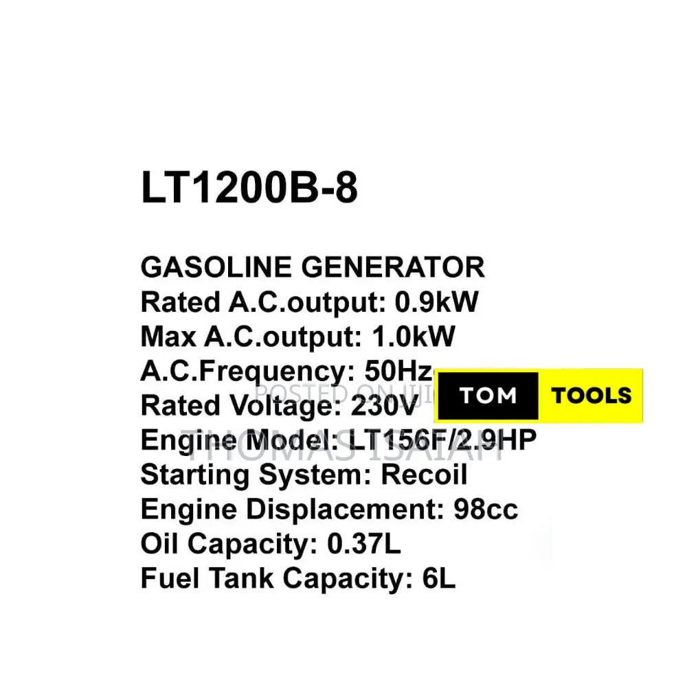 Lt1200b-8 1.0kw Low Noise Petrol Generator With Avr
