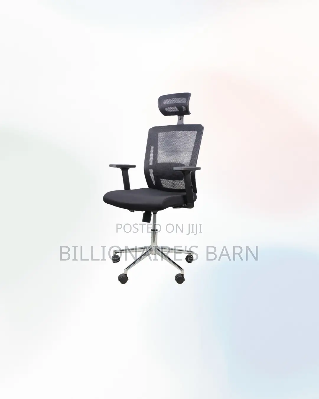 Heavy Duty Black Mesh Office Chair Ergonomic Headrest With Chrome Base