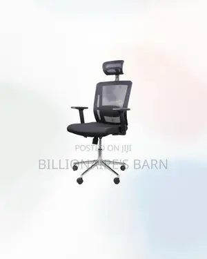 Heavy Duty Black Mesh Office Chair Ergonomic Headrest With Chrome Base