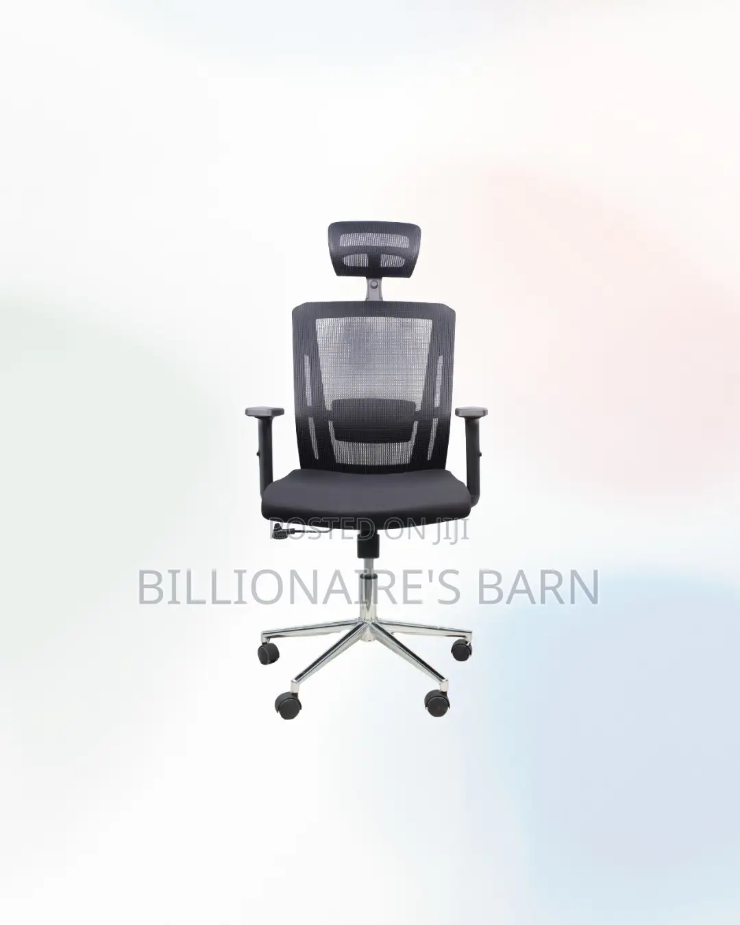 Heavy Duty Black Mesh Office Chair Ergonomic Headrest With Chrome Base
