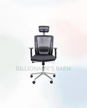 Heavy Duty Black Mesh Office Chair Ergonomic Headrest With Chrome Base