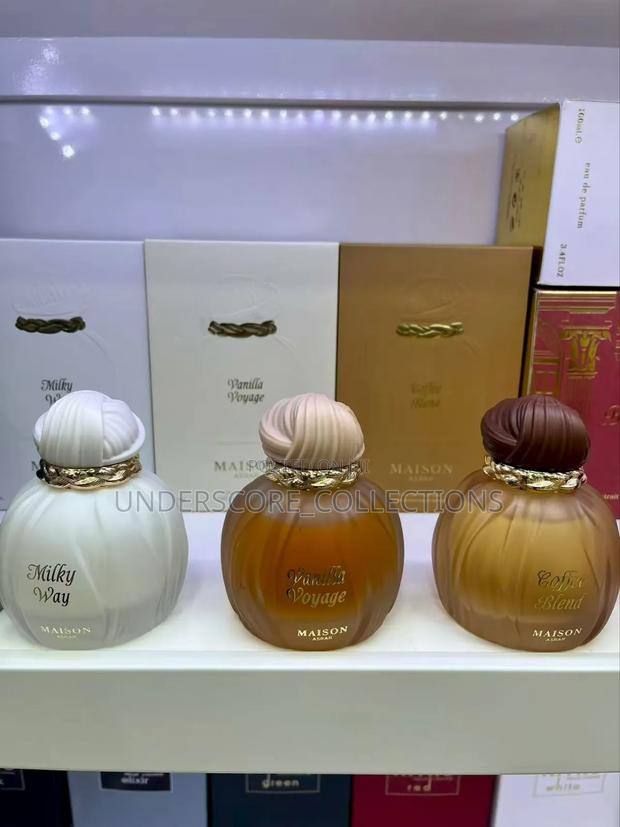 Maison Asrar Perfumes in Vanilla Voyage, Milky Way, and Coffee Blend.