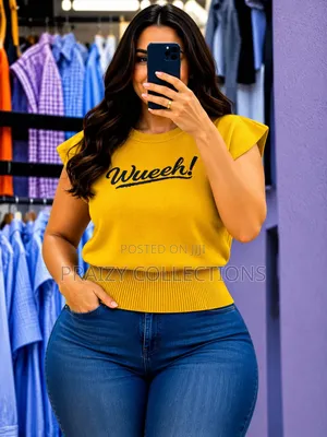 Wueeh! Extended Shoulder Knit Top Free Size