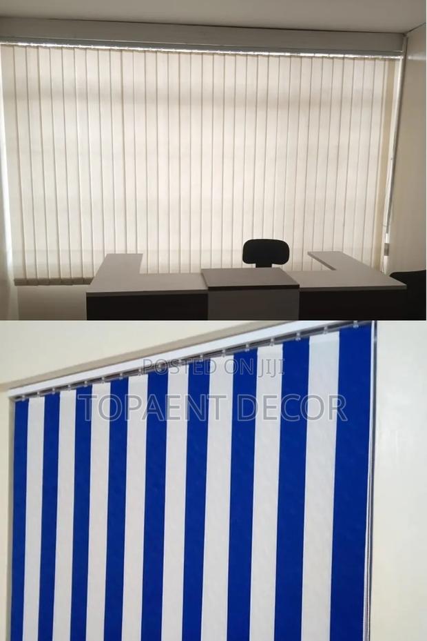 Blue and White , Beige Vertical Office Window Blinds