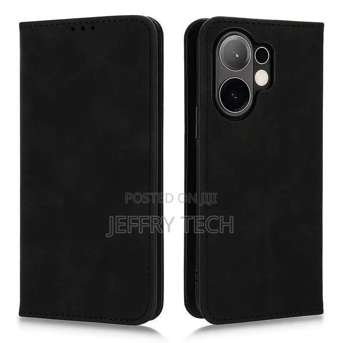 Vivo V60 5g Phone Case, Wallet-Style Black Retro Leather Flip Cover W