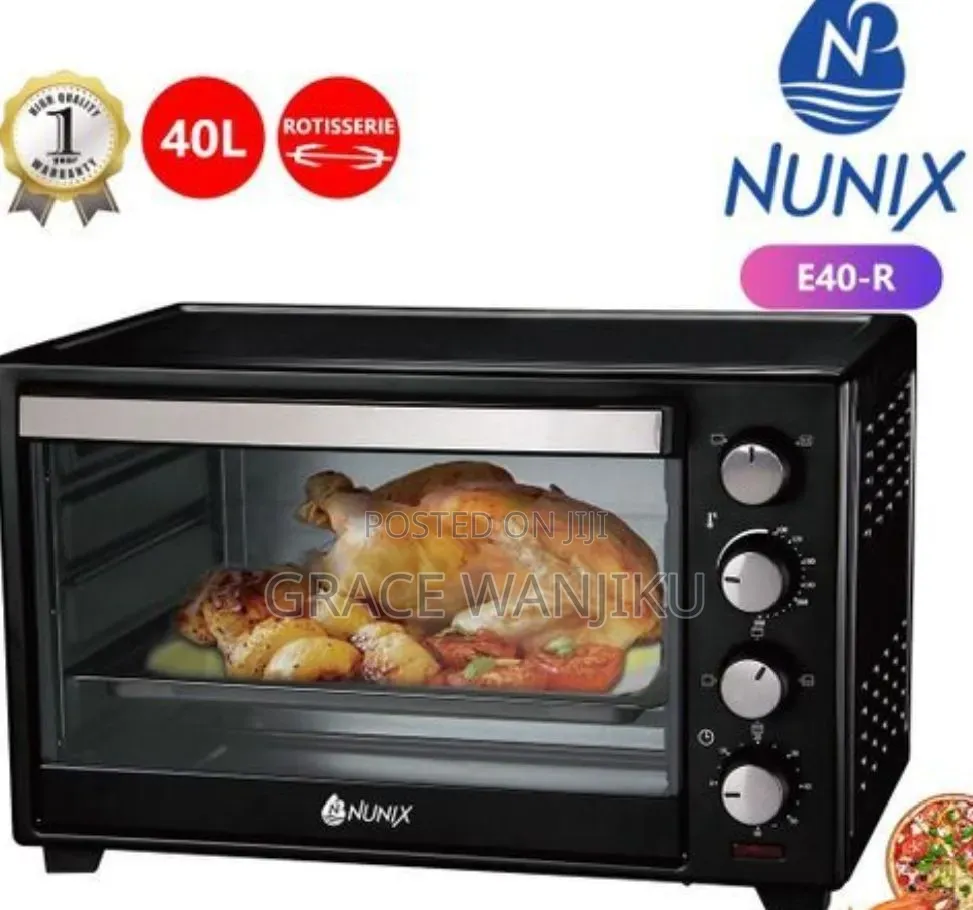 *Nunix 40 Litres Electric Rotisserie Oven With Double Hot Plate
