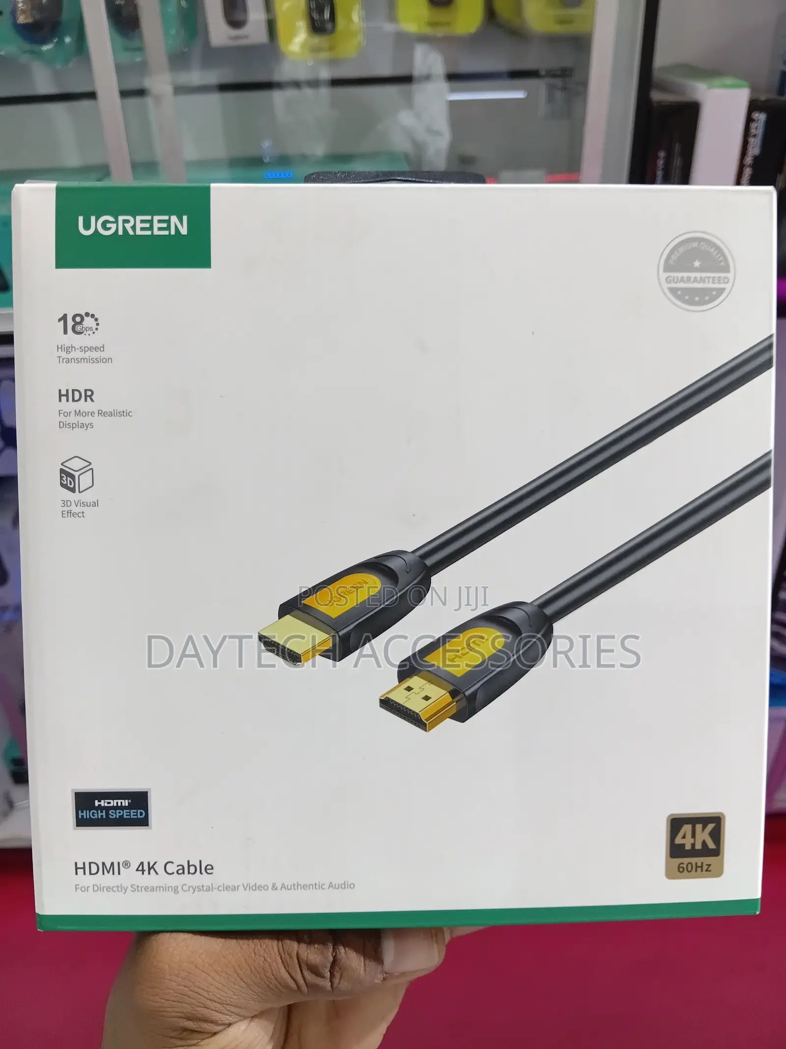 This Is Ugreen 3m Hdmi Cable in Black With Gold-Plated Connectors.