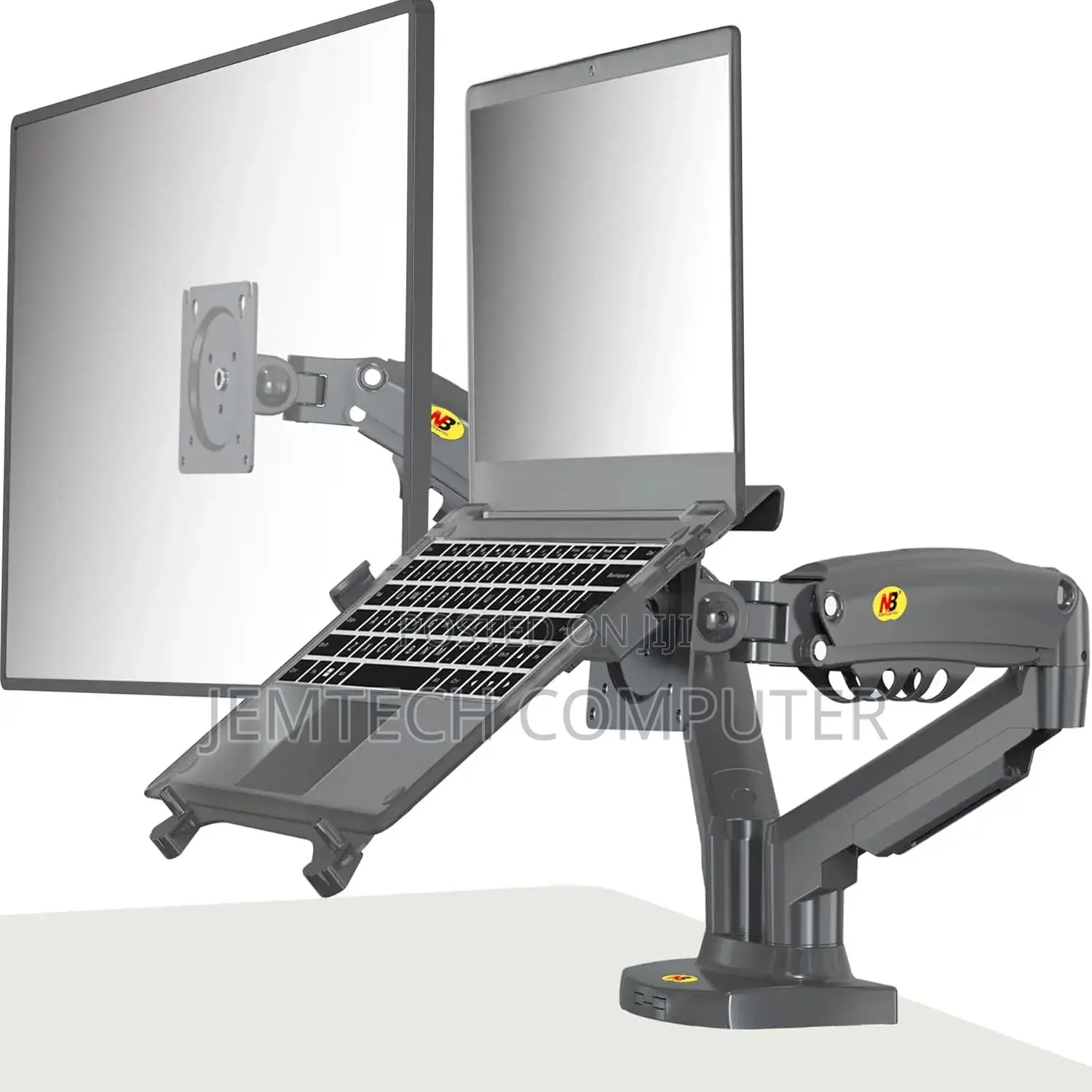 North Bayou F160-Fp Dual-Arm Monitor Mount Laptop Tray 12-17 Inch