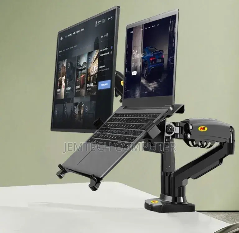 North Bayou F160-Fp Dual-Arm Monitor Mount Laptop Tray 12-17 Inch