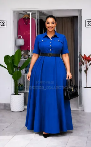 Boss Lady,Half Frontal Button Maxi Dresses