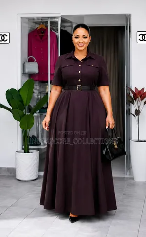 Boss Lady,Half Frontal Button Maxi Dresses