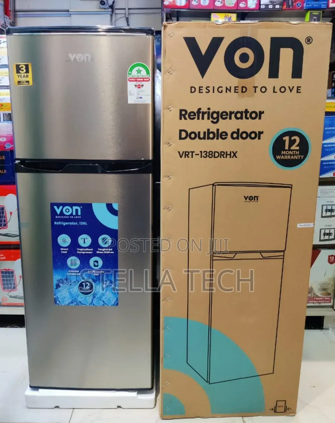 Von 166 Litres Double Door Refrigerator