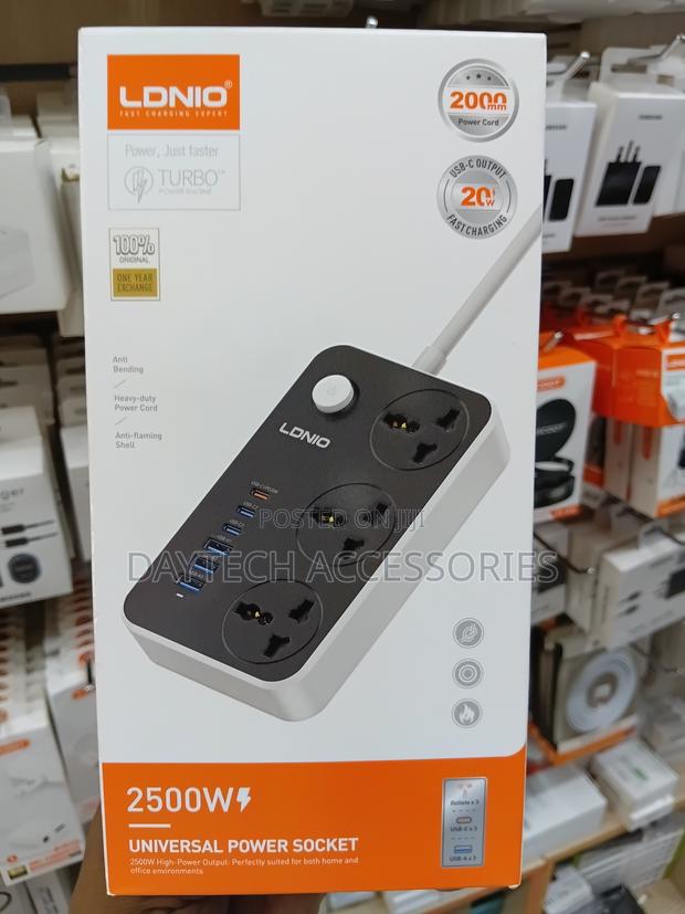 Ldnio Sc3604c Power Extension 3 Sockets + 3 Usb‐A 3 Usb‐C 2500w. - thumbnail 2