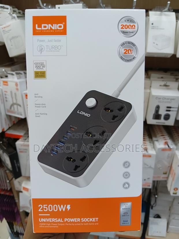 Ldnio Sc3604c Power Extension 3 Sockets + 3 Usb‐A 3 Usb‐C 2500w. - thumbnail 3