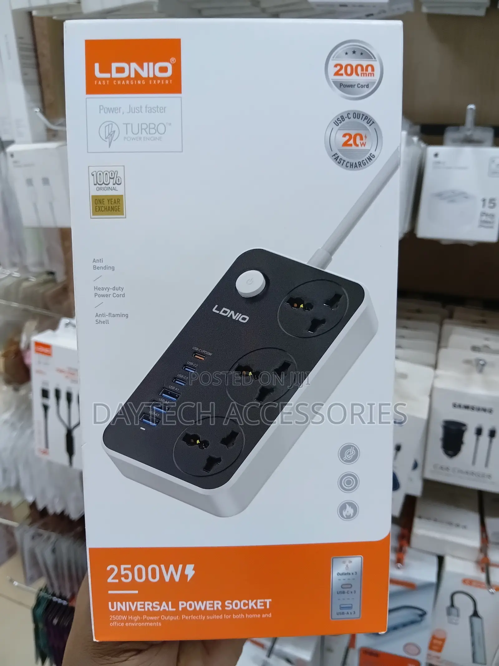 Ldnio | Sc3604c Outdoor Waterproof 3-Way Power Strip With Usb-C Ports