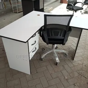 Office Desk and Chair White L Shaped 4×4ft
