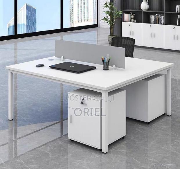Office Workstation : Modern 2-way White Office Workstation. - thumbnail 2