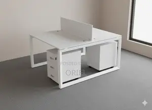 Office Workstation : Modern 2-way White Office Workstation.