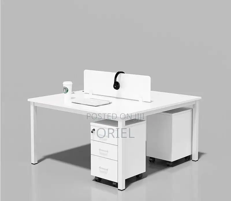 Office Workstation : Modern 2-way White Office Workstation.