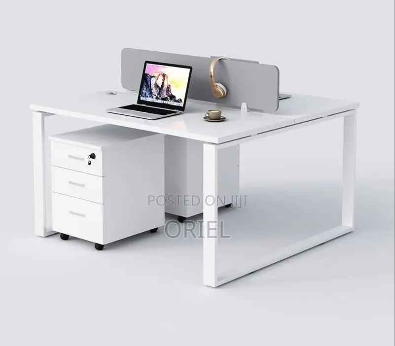 Office Workstation : Modern 2-way White Office Workstation.