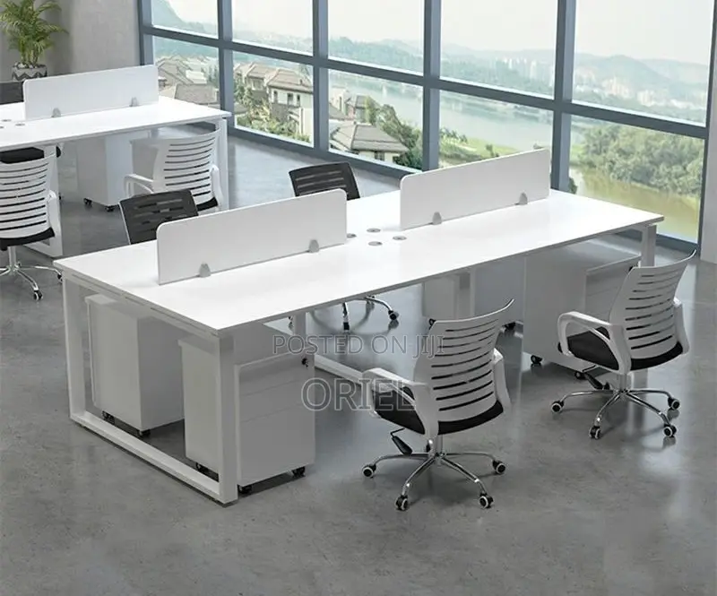 Office Workstation : Modern 2-way White Office Workstation.