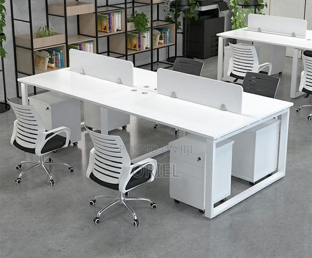 Office Workstation : Modern 2-way White Office Workstation. - thumbnail 12