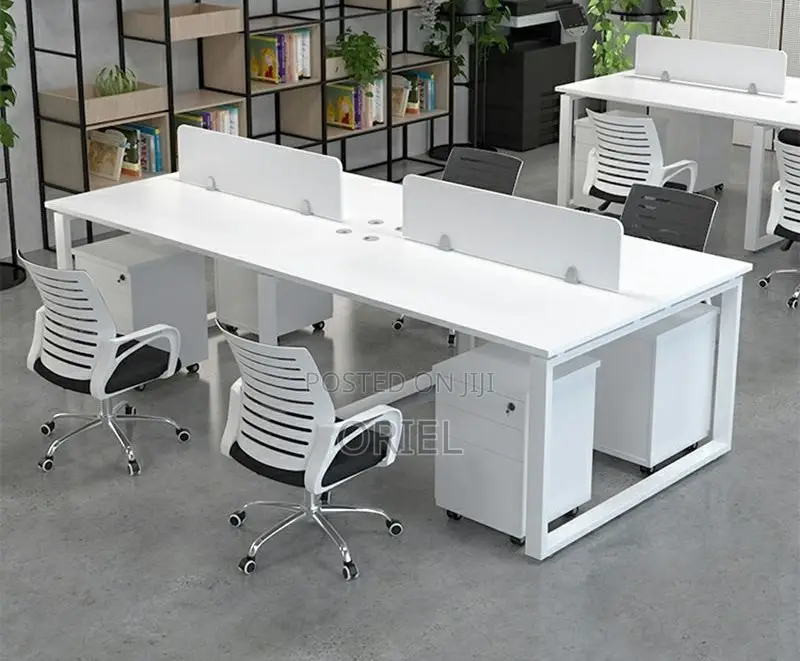 Office Workstation : Modern 2-way White Office Workstation.